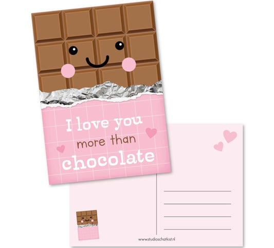 Kaart I love you more than chocolate
